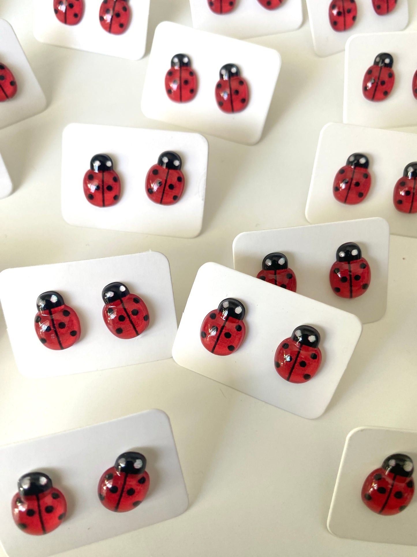 Red Ladybug Stud Earrings