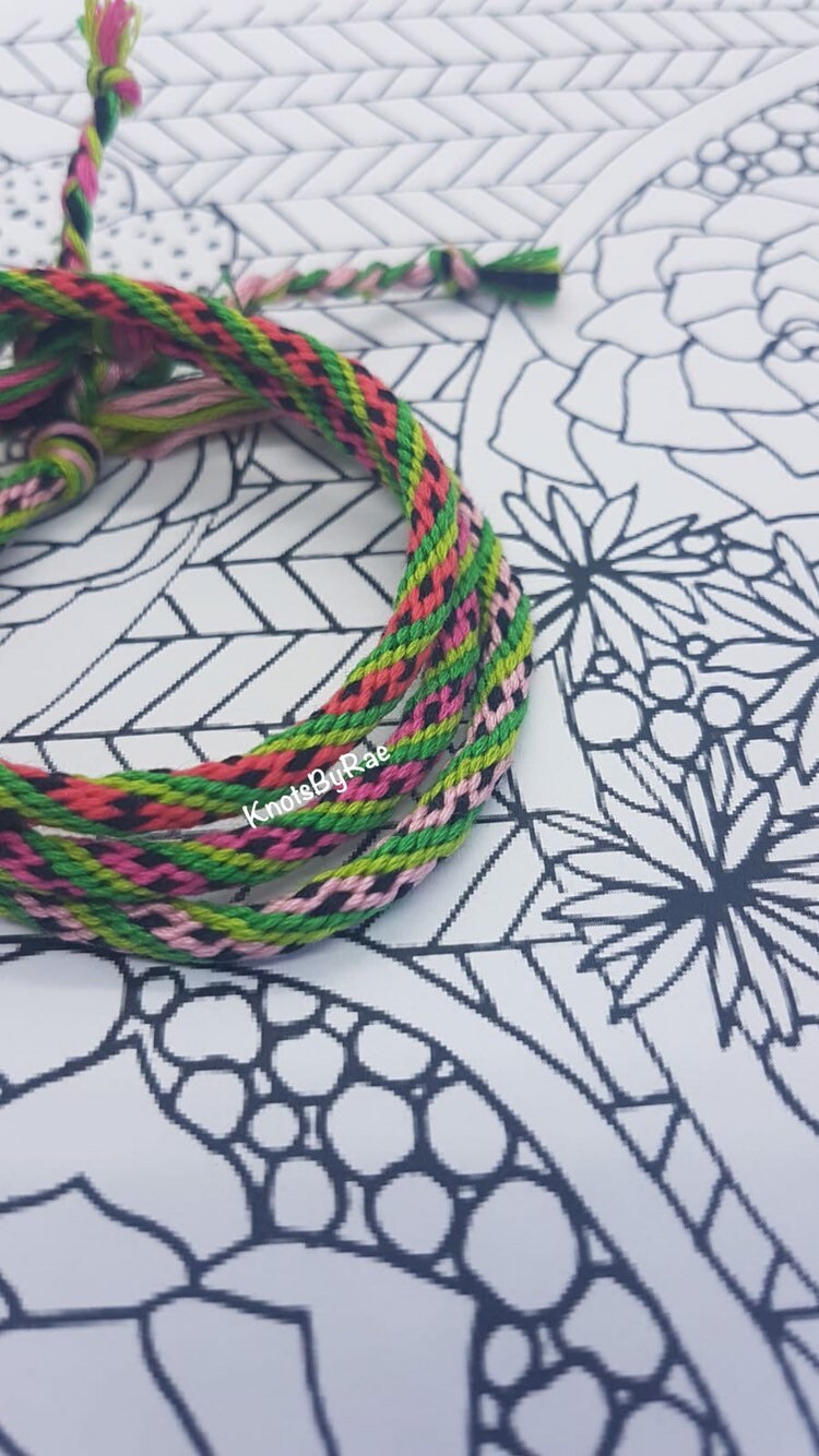 Pink Watermelon Kumihimo Friendship Bracelets (Made to Order)