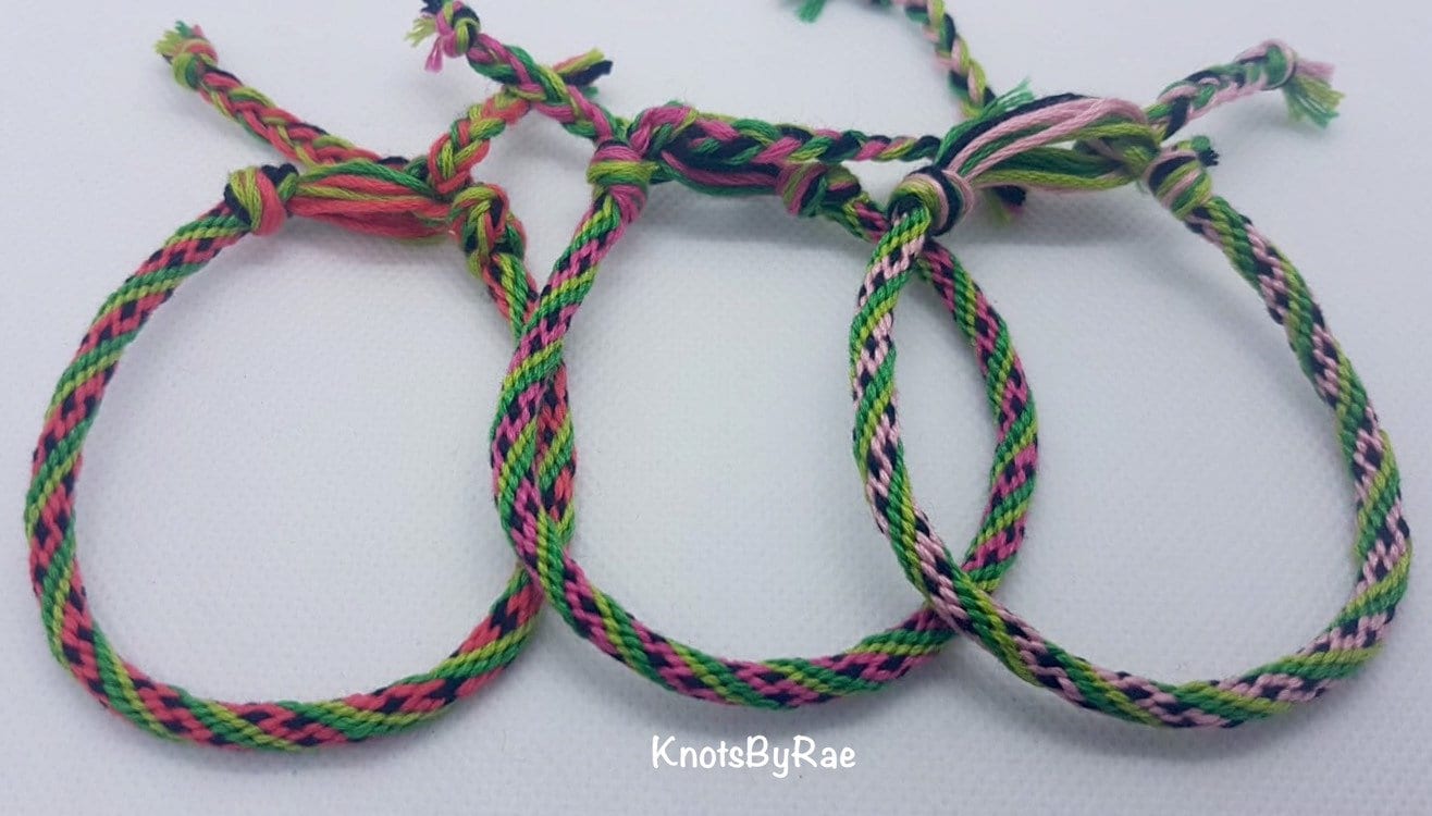 Pink Watermelon Kumihimo Friendship Bracelets (Made to Order)