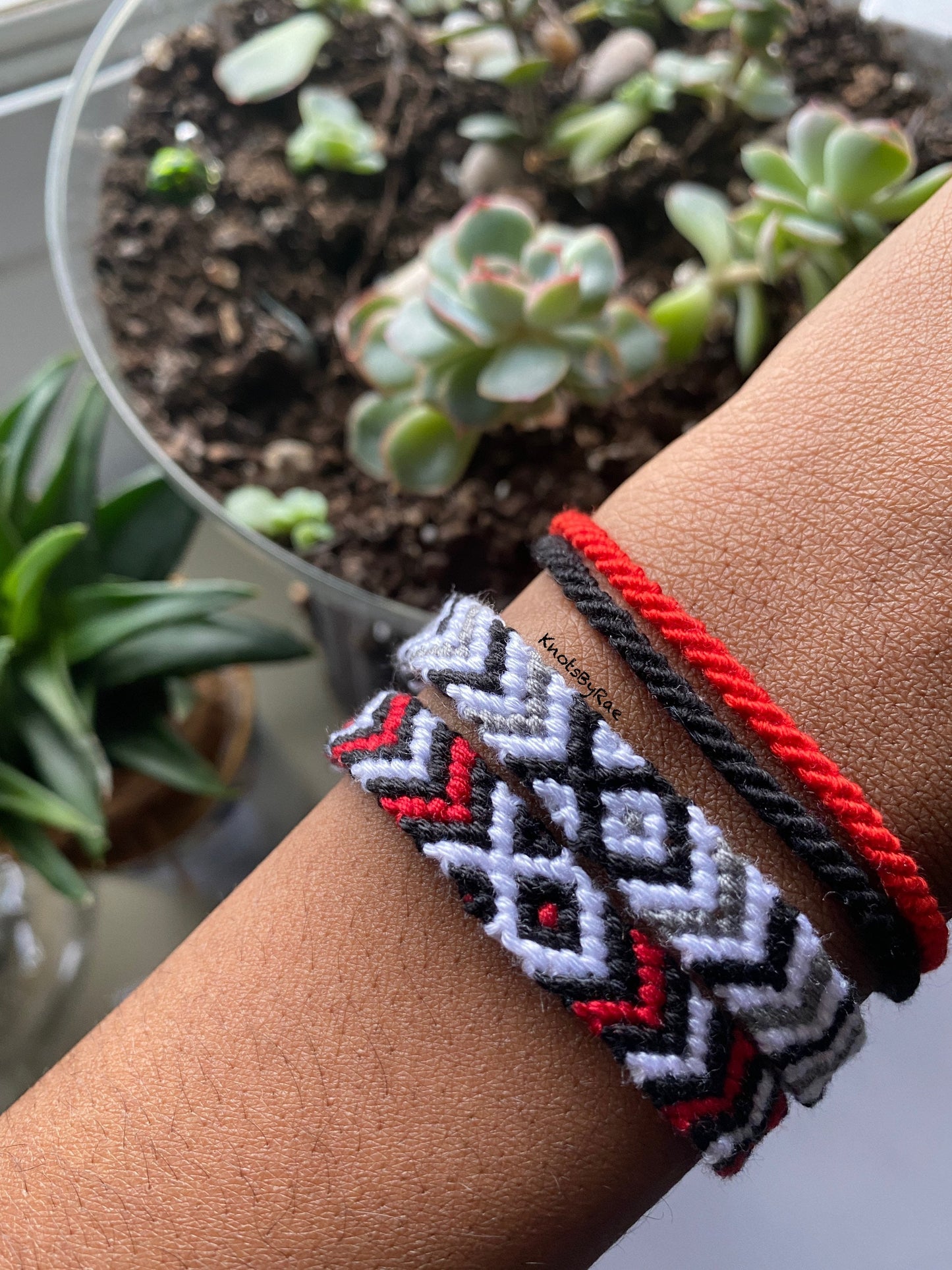 Black Red White Gray Friendship Bracelets, CMBYN (Made to Order)