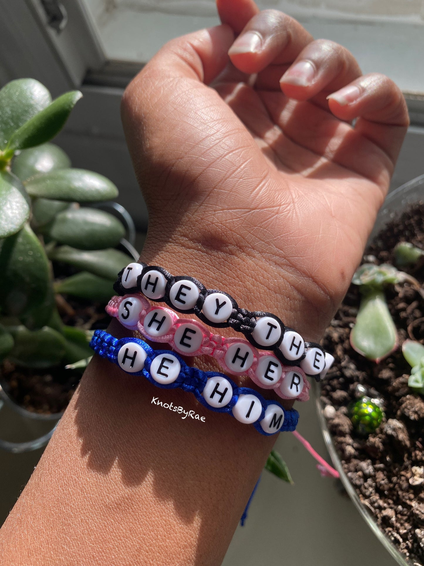 Pronoun LGBTQ Macrame Bracelets (Made to Order)