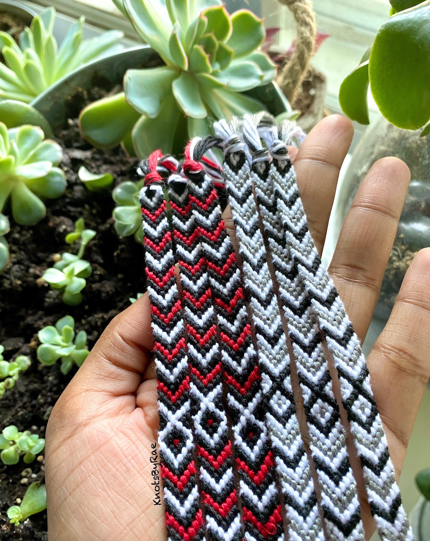 Black Red White Gray Friendship Bracelets, CMBYN (Made to Order)