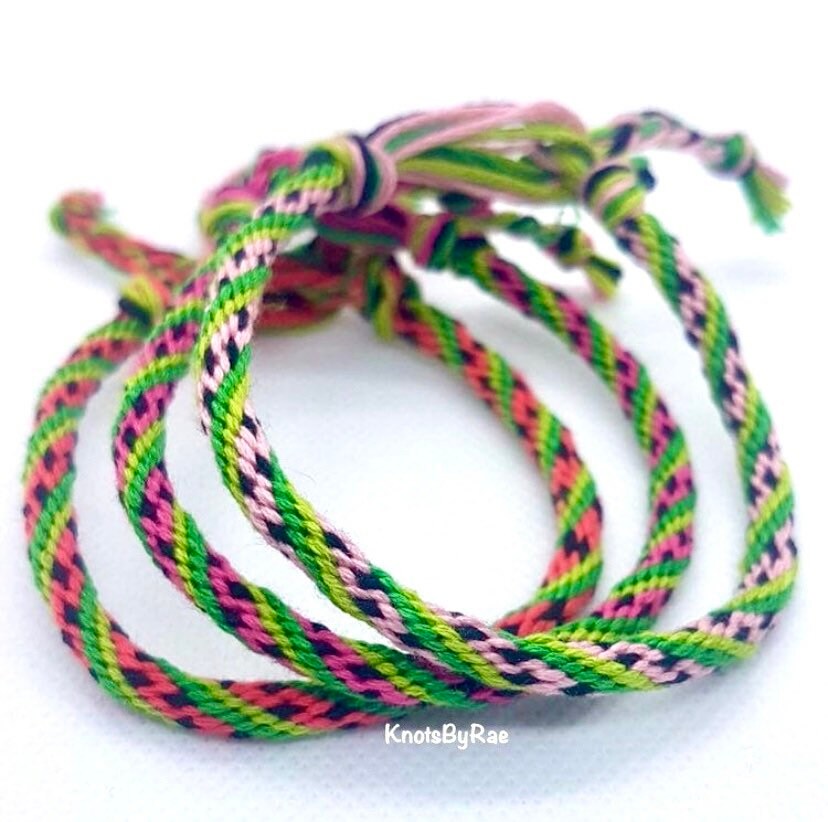 Pink Watermelon Kumihimo Friendship Bracelets (Made to Order)