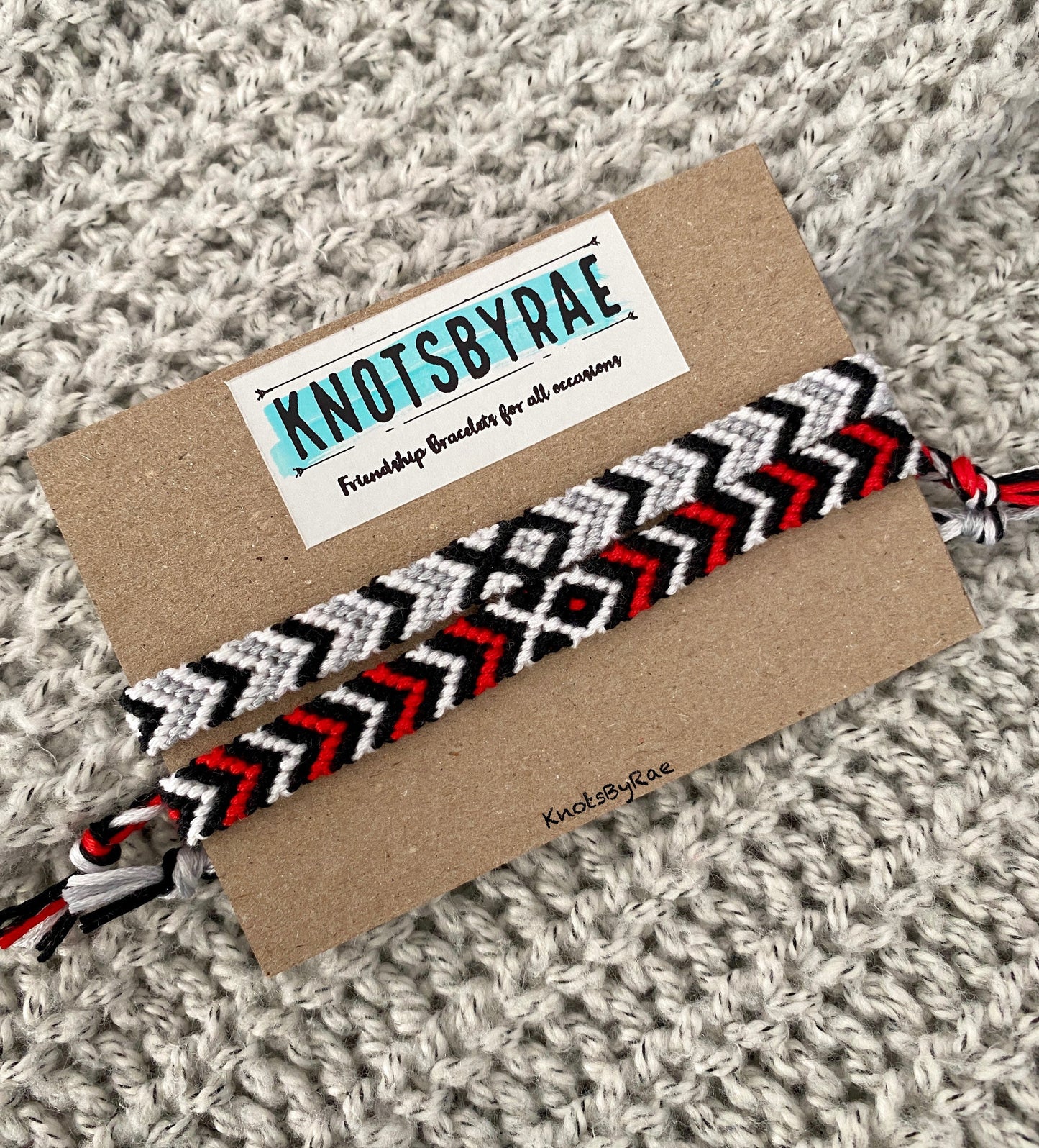 Black Red White Gray Friendship Bracelets, CMBYN (Made to Order)