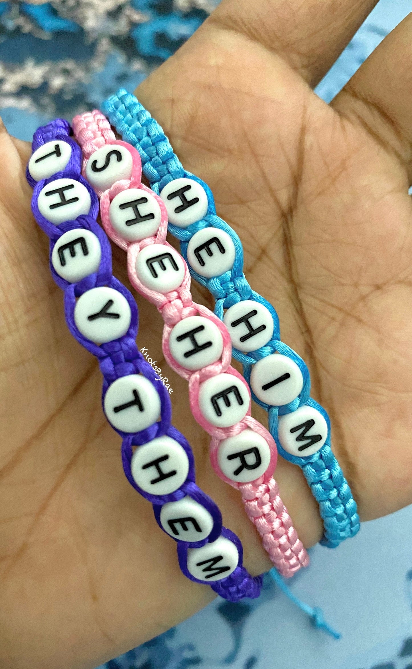 Pronoun LGBTQ Macrame Bracelets (Made to Order)