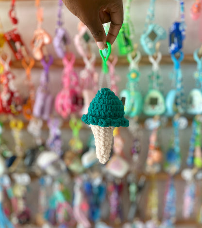 Ice Cream Cone Crochet Keychains