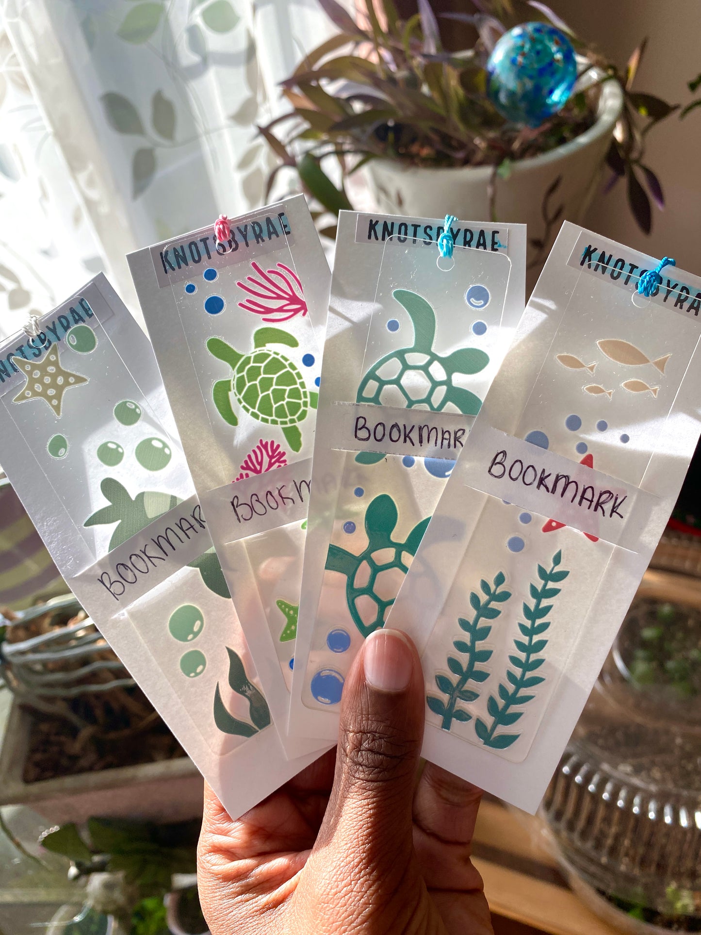 Turtle Ocean Acrylic Bookmarks with Bead Straps