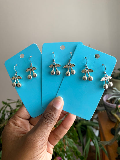 Cherry Silver Dangle Earrings