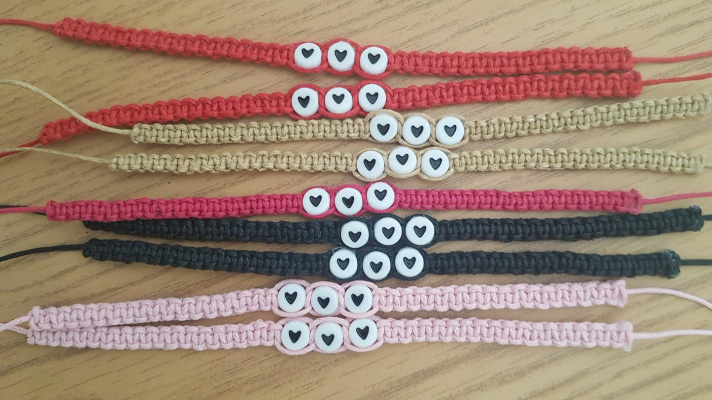 Heart Macrame Friendship Bracelets