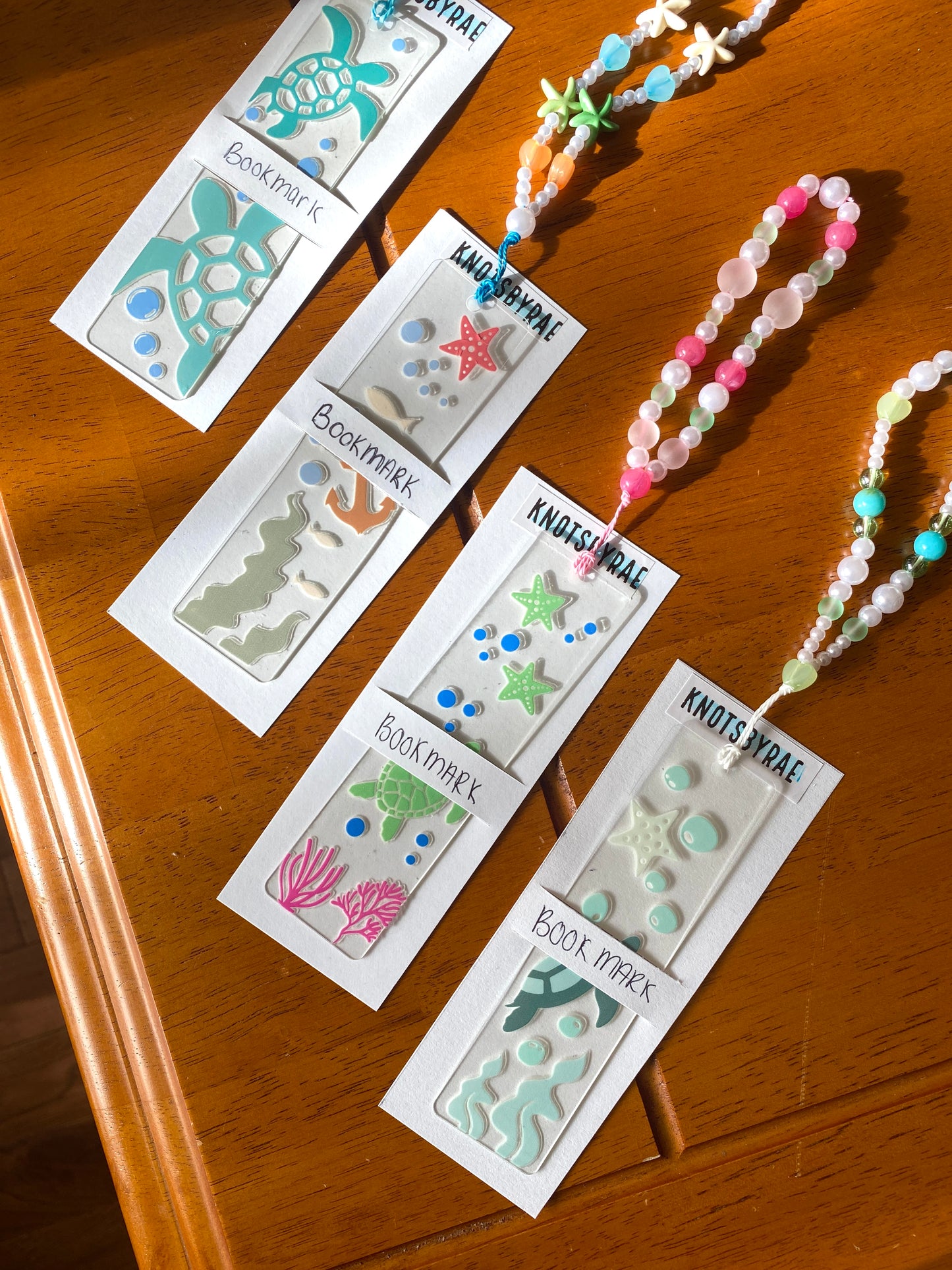 Turtle Ocean Acrylic Bookmarks with Bead Straps
