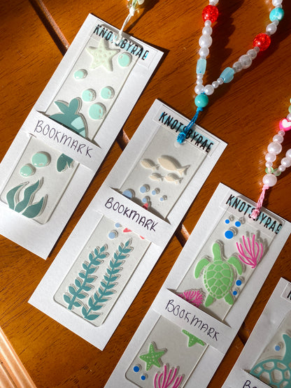 Turtle Ocean Acrylic Bookmarks with Bead Straps