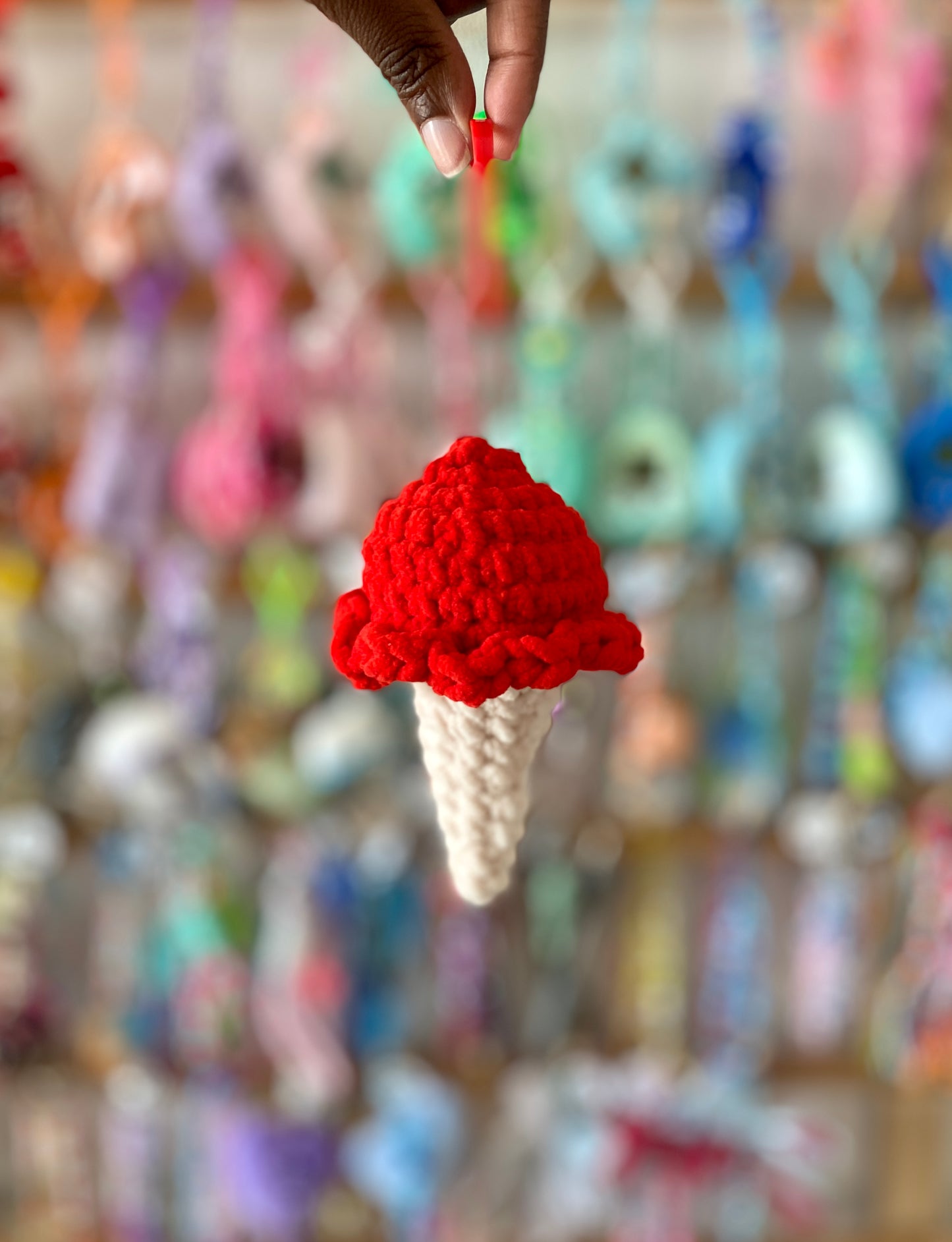 Ice Cream Cone Crochet Keychains