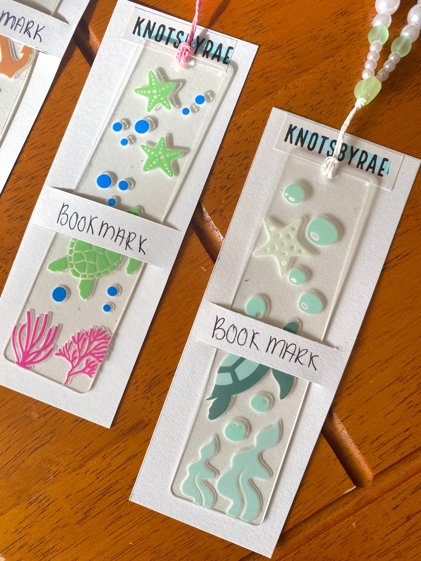 Turtle Ocean Acrylic Bookmarks with Bead Straps