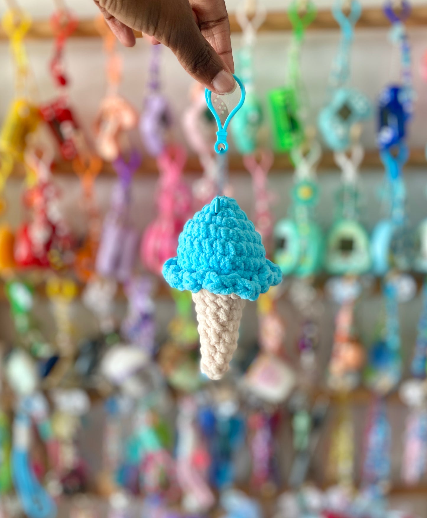 Ice Cream Cone Crochet Keychains
