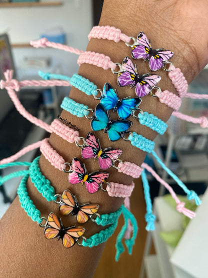 Butterfly, Bee, Flower Charm Bracelets Macrame Bracelets