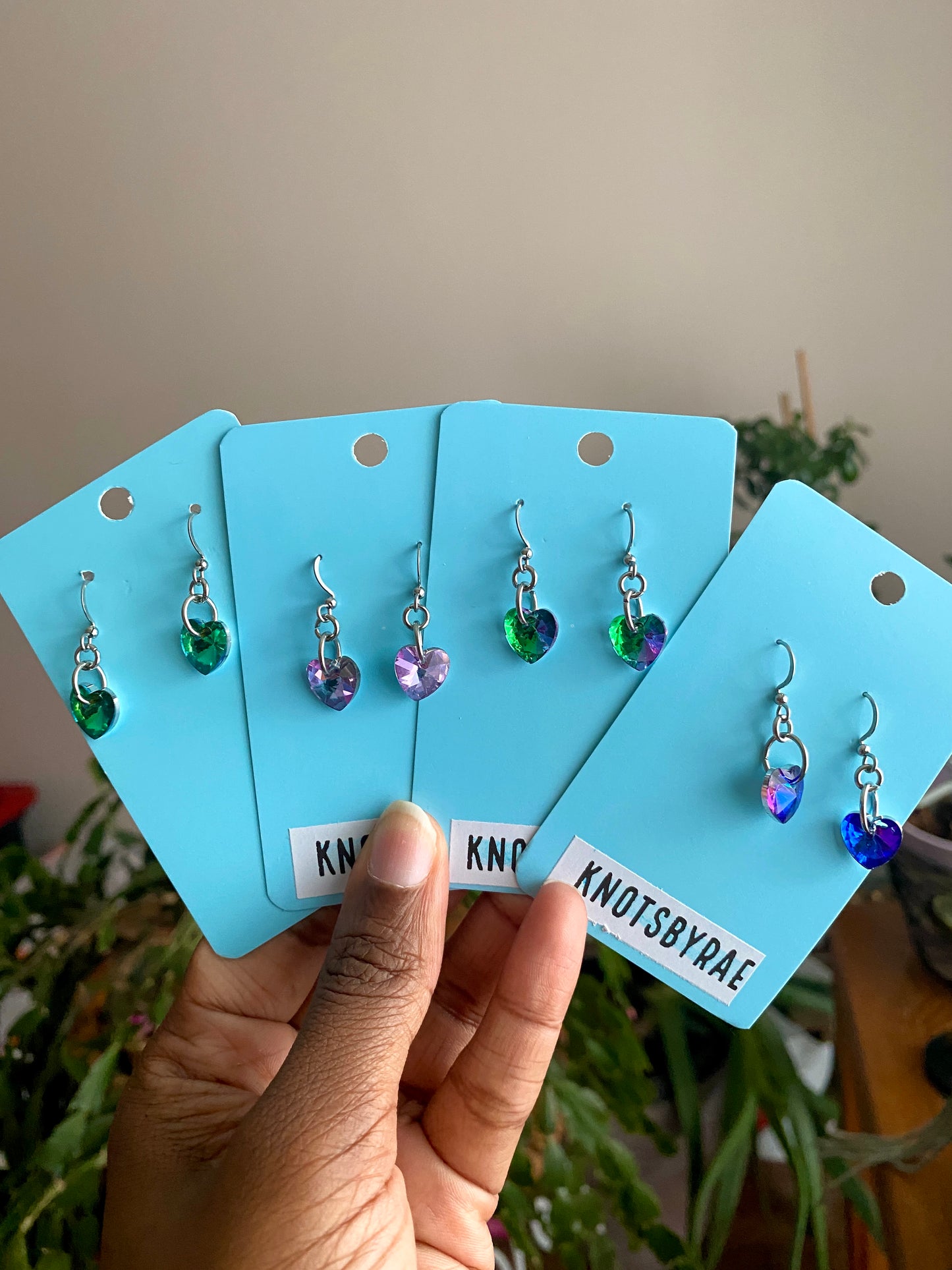 Crystal Heart Dangle Earrings