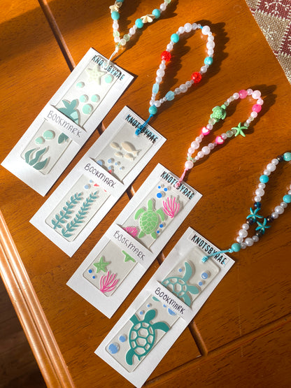 Turtle Ocean Acrylic Bookmarks with Bead Straps