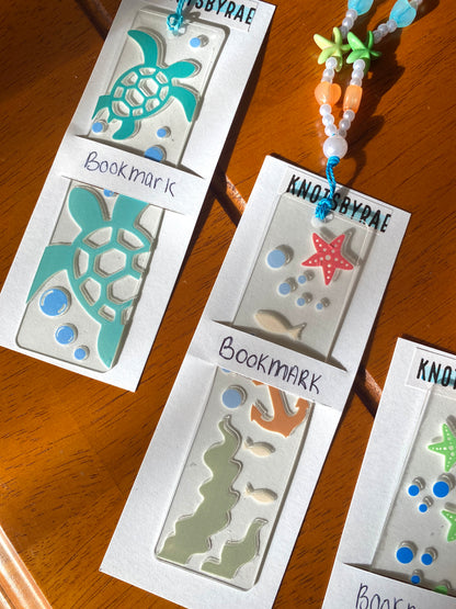 Turtle Ocean Acrylic Bookmarks with Bead Straps