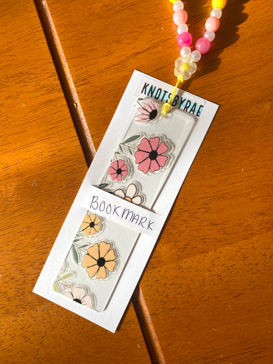 Flower Acrylic Bookmarks with Bead Strap