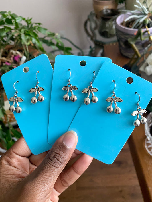 Cherry Silver Dangle Earrings