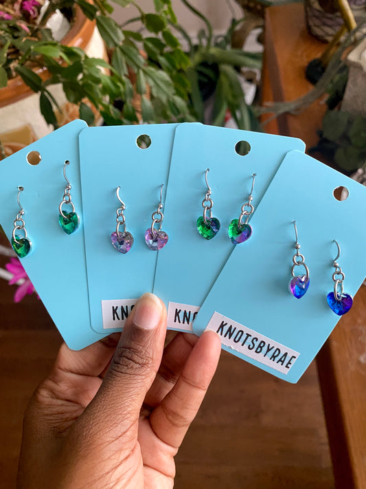 Crystal Heart Dangle Earrings
