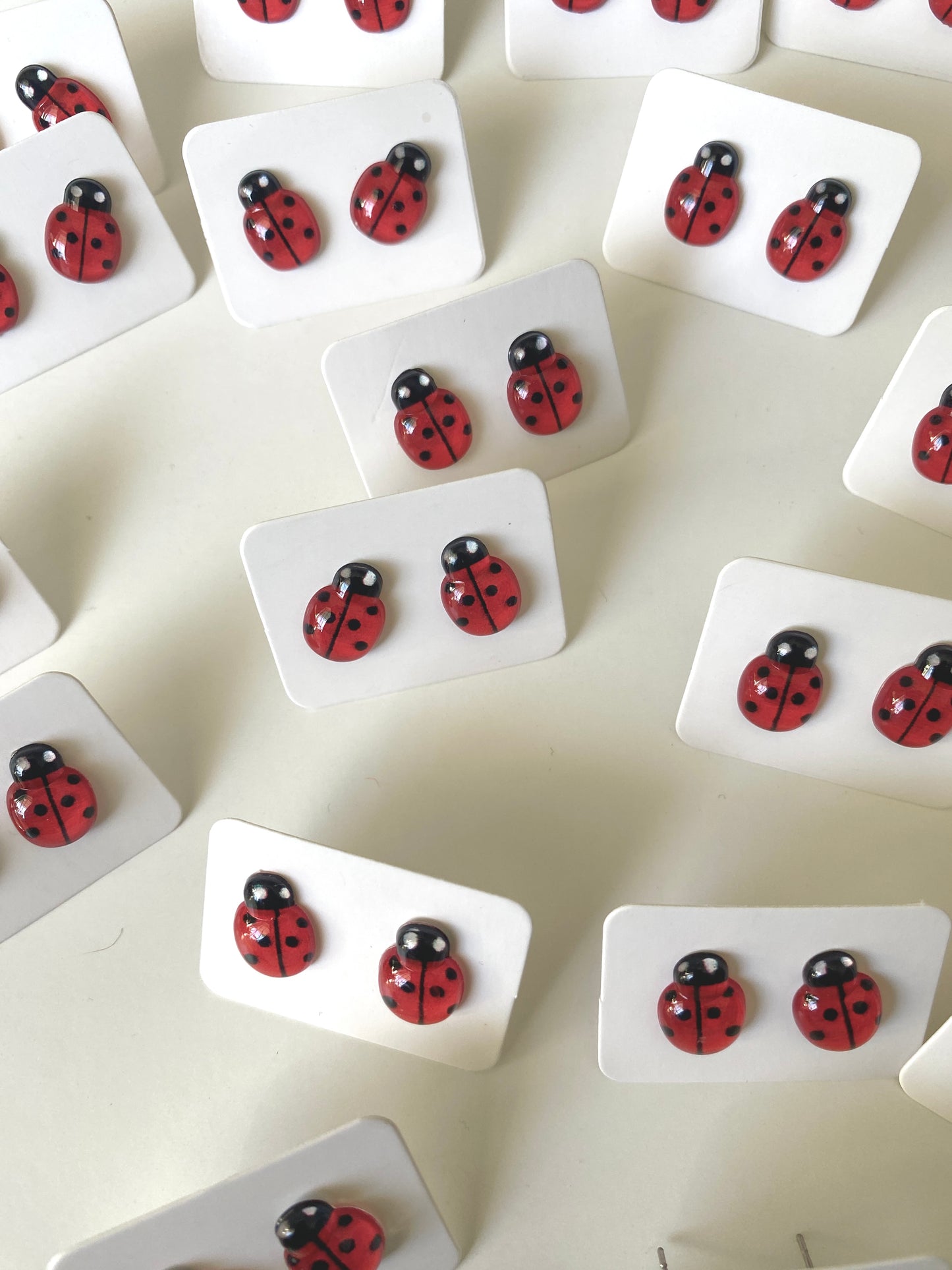 Red Ladybug Stud Earrings