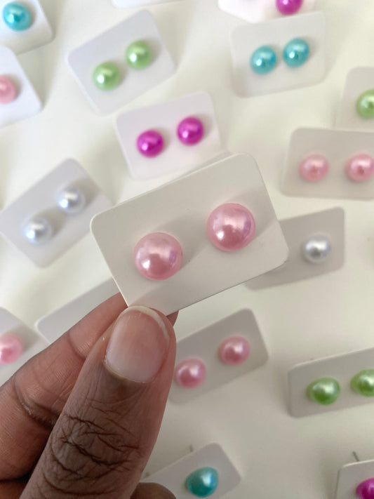 Pastel Pearl Stud Earrings