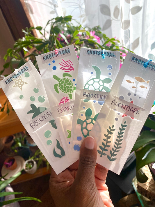 Turtle Ocean Acrylic Bookmarks with Bead Straps