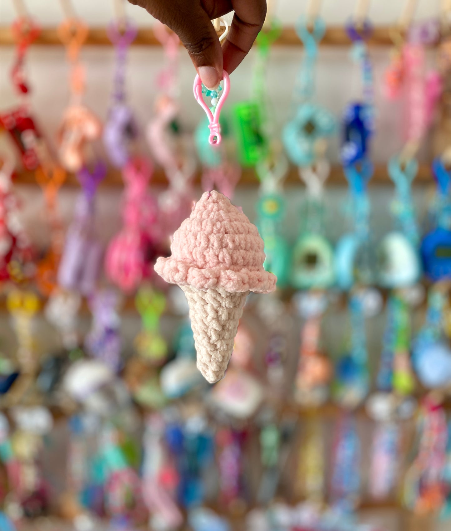 Ice Cream Cone Crochet Keychains