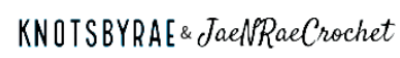 Text 'KNOTSBYRAE & JaeNRaeCrochet' displayed on a white background