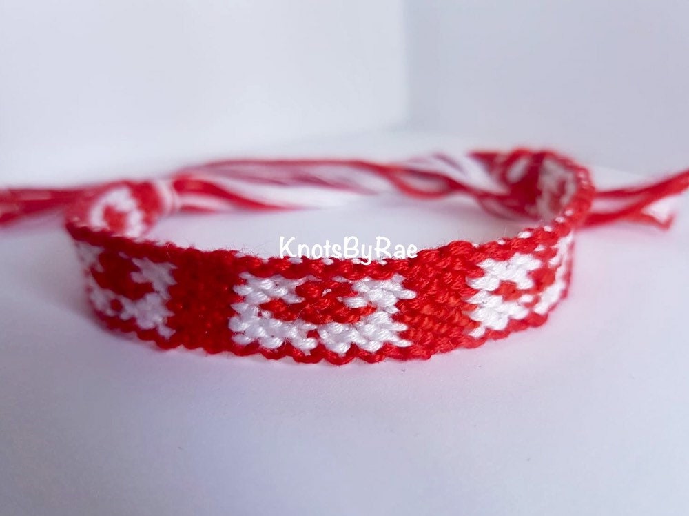 Canada and USA Flag Friendship Bracelet (Made to Order)