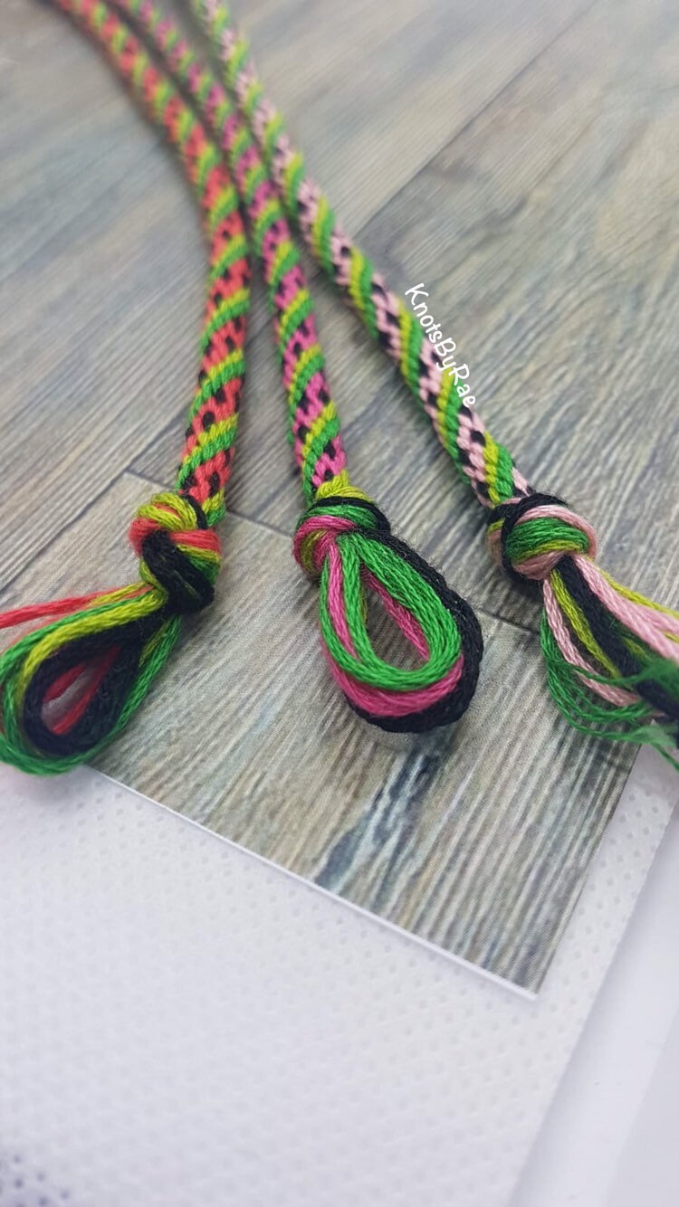 Pink Watermelon Kumihimo Friendship Bracelets (Made to Order)