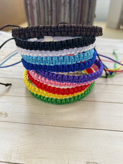 Nylon Macrame Friendship Bracelets in Solid colours (Made to Order)