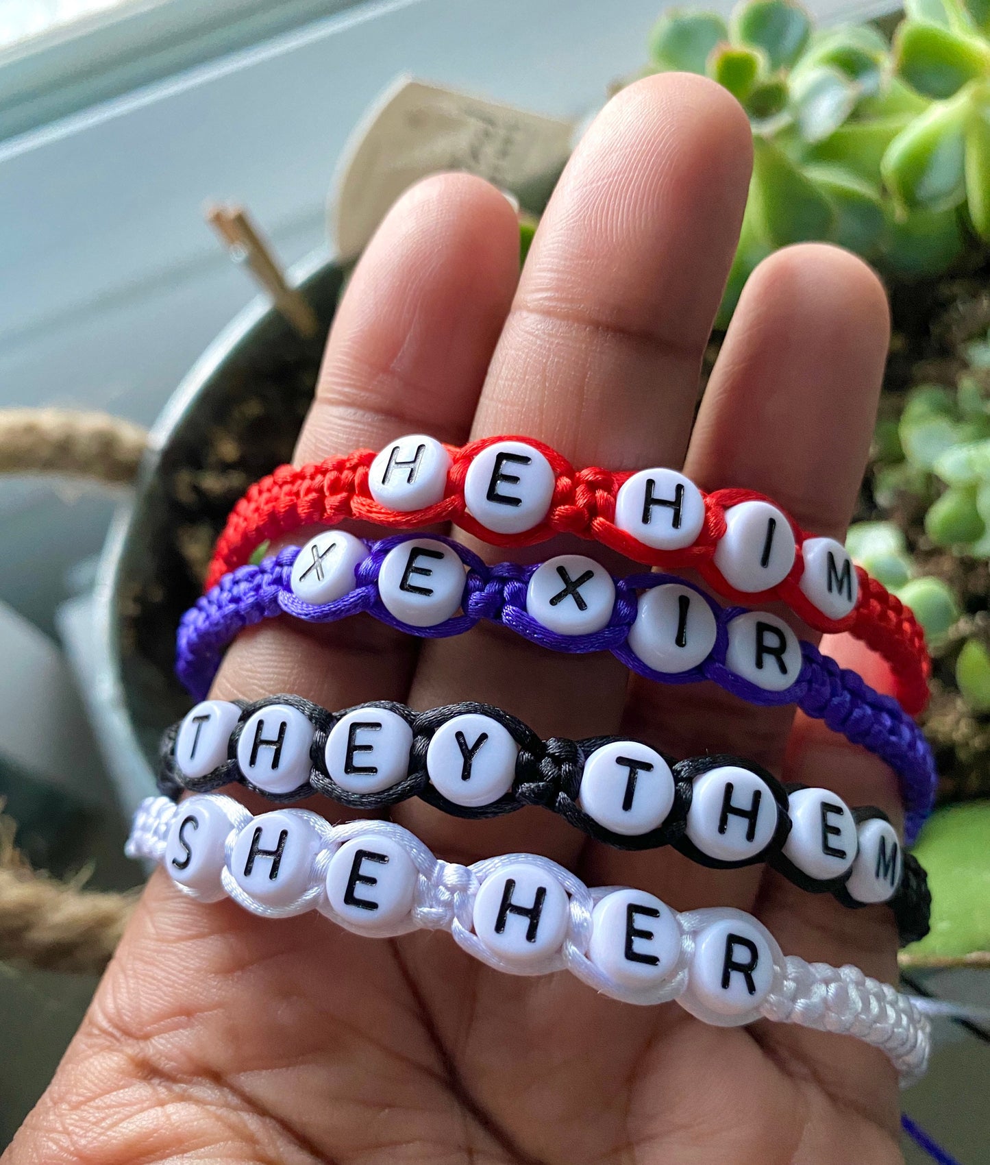 Pronoun LGBTQ Macrame Bracelets (Made to Order)