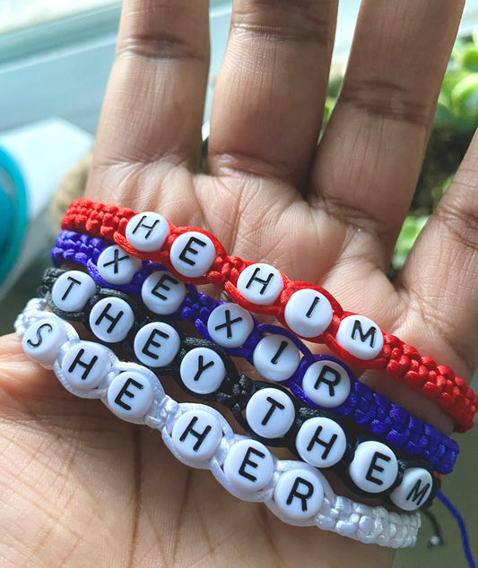 Pronoun LGBTQ Macrame Bracelets (Made to Order)