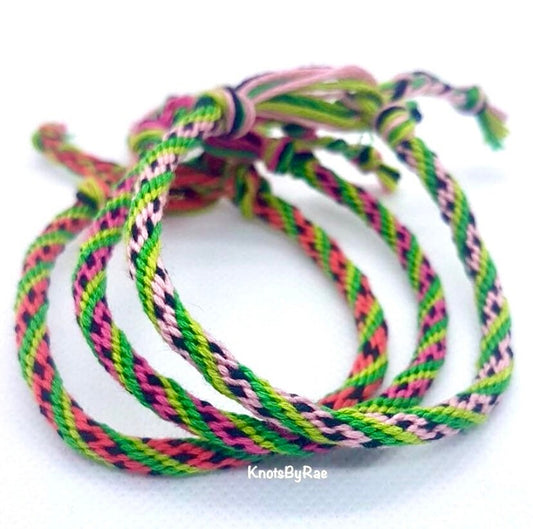 Pink Watermelon Kumihimo Friendship Bracelets (Made to Order)
