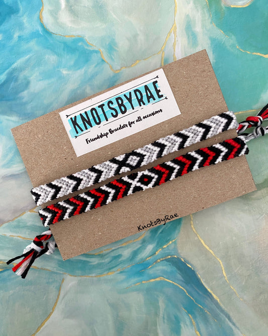 Black Red White Gray Friendship Bracelets, CMBYN (Made to Order)