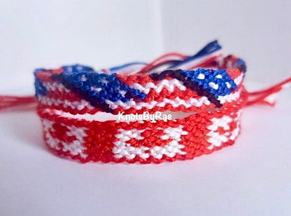 Canada and USA Flag Friendship Bracelet (Made to Order)