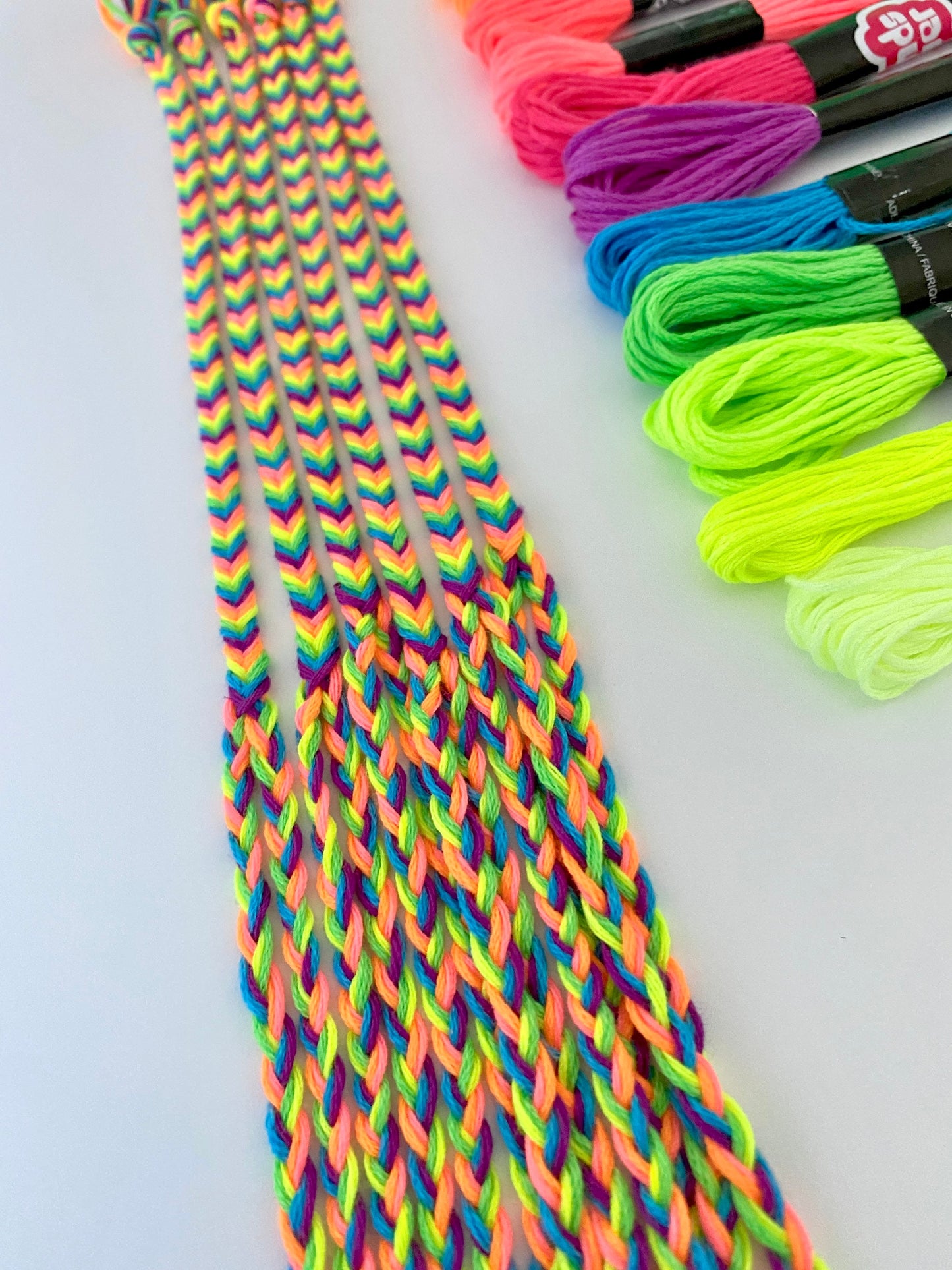 Neon Rainbow Fishtail Friendship Bracelets (Made to Order)