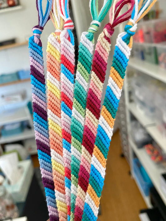 Custom Candy Stripe Friendship Bracelets, Colourful Woven String Bracelets