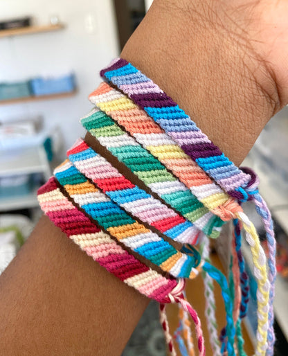 Custom Candy Stripe Friendship Bracelets, Colourful Woven String Bracelets