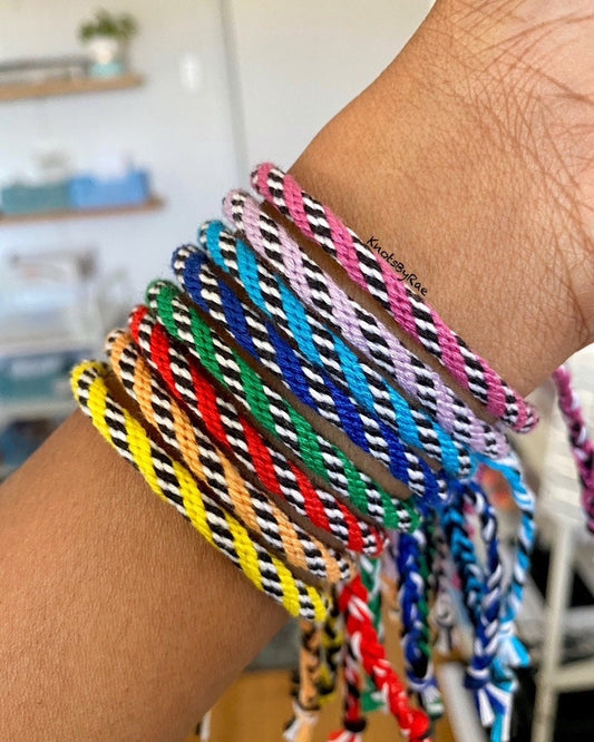 Zebra Print Kumihimo Friendship Bracelets (Made to Order)